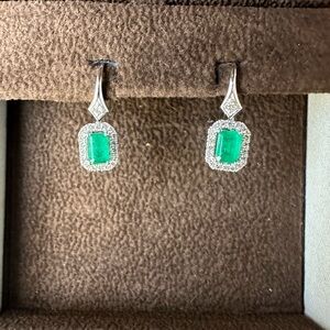 SOLD!! Le Vian Emerald and Diamond Drop Earrings